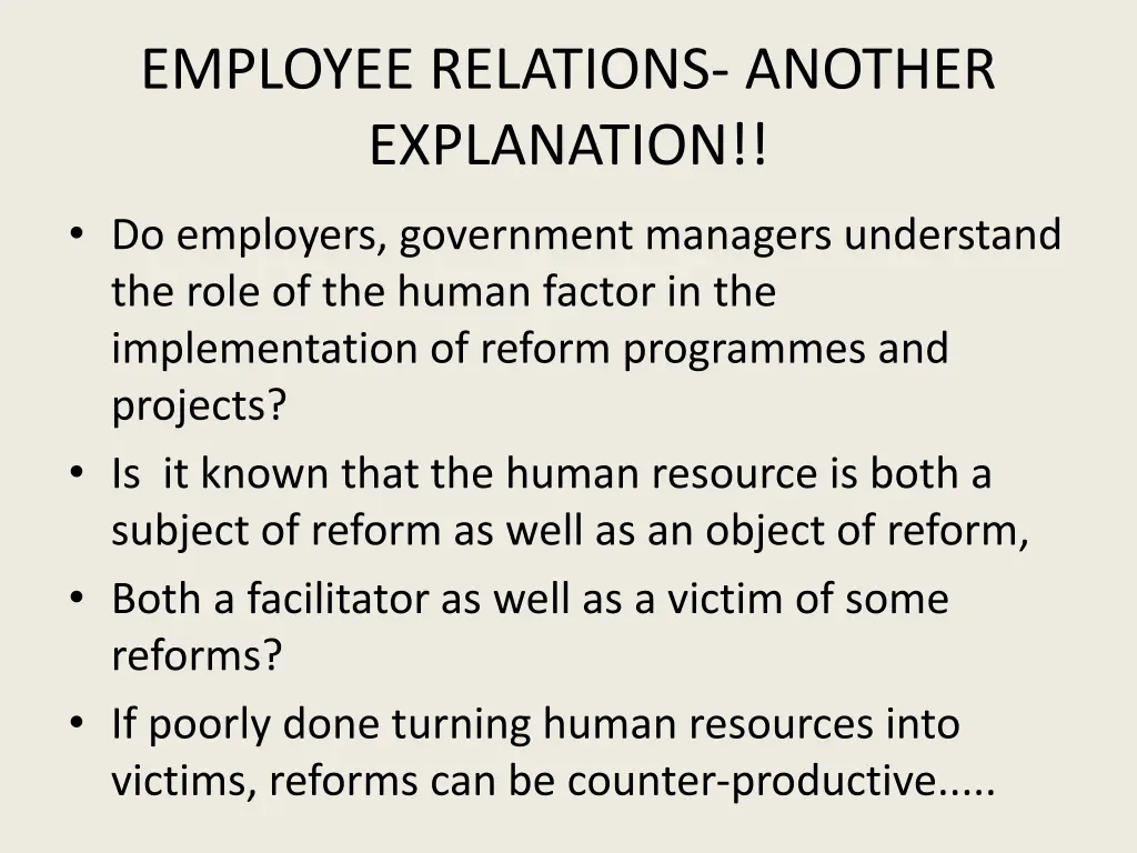 employee relations another explanation