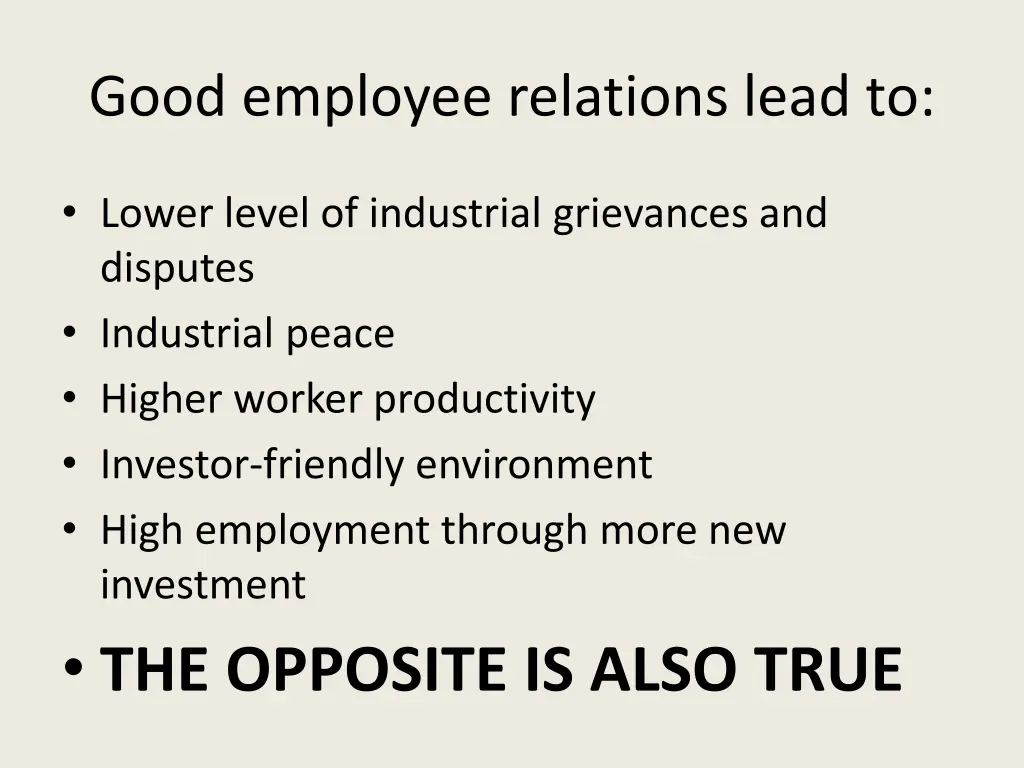 good employee relations lead to