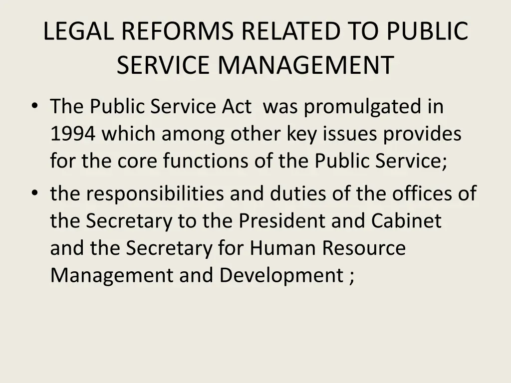 legal reforms related to public service management