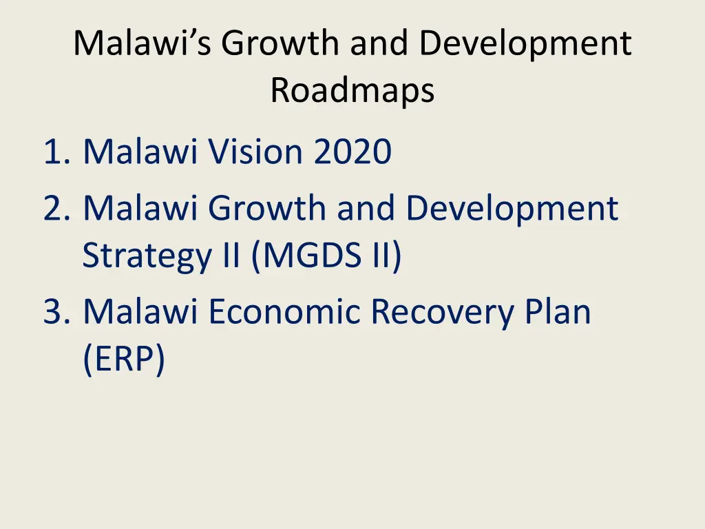 malawi s growth and development roadmaps