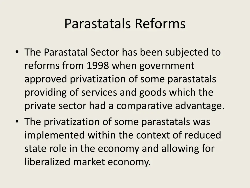 parastatals reforms