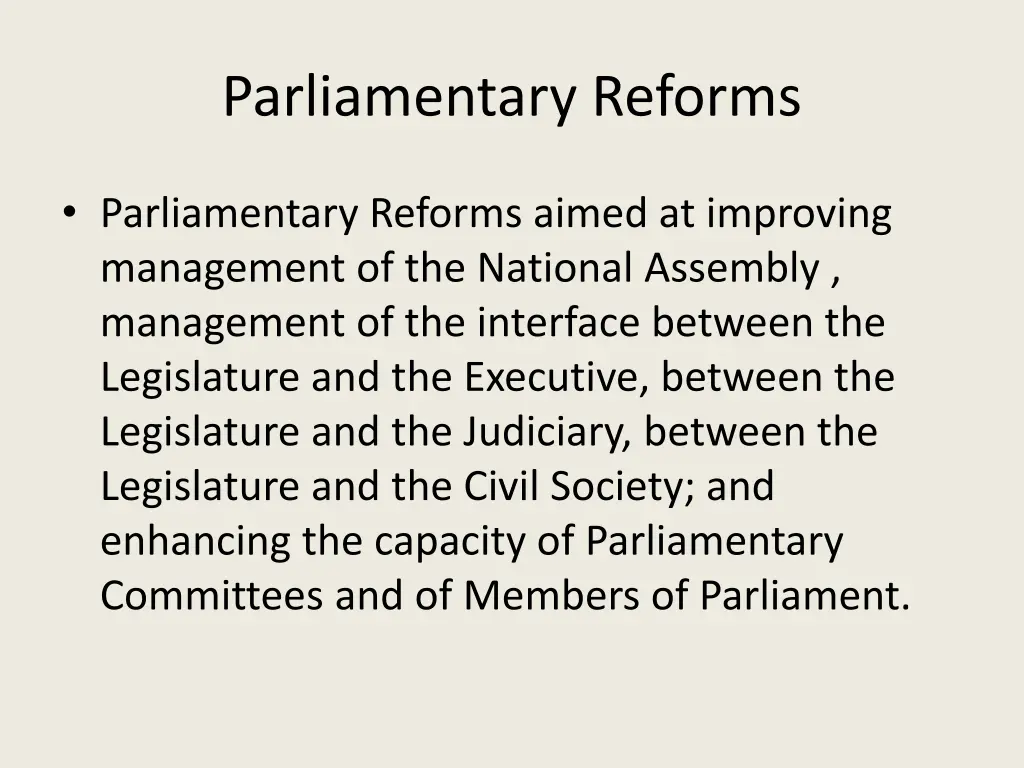 parliamentary reforms