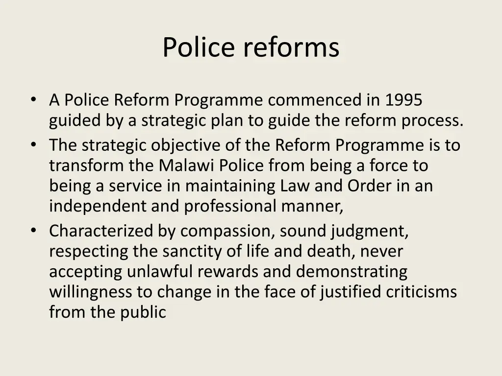 police reforms