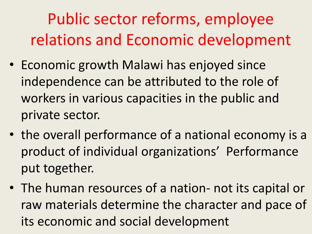 public sector reforms employee relations