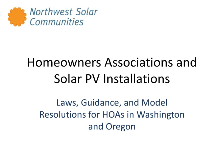 homeowners associations and solar pv installations