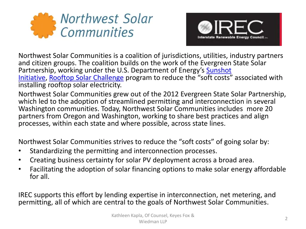 northwest solar communities is a coalition