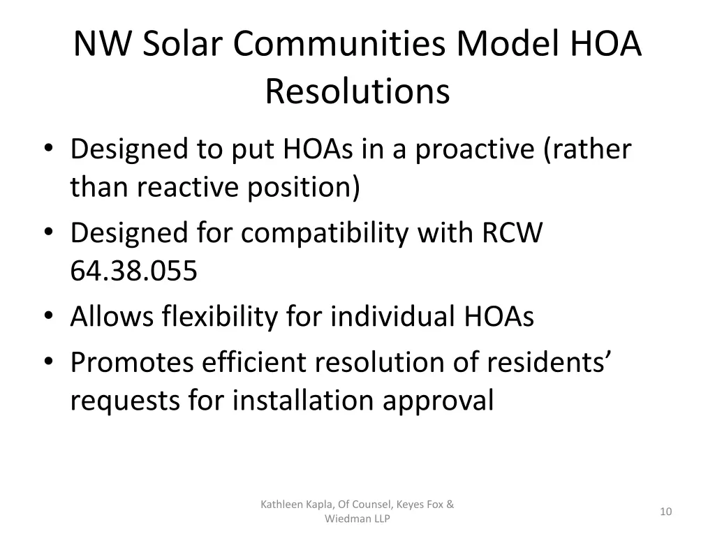 nw solar communities model hoa resolutions