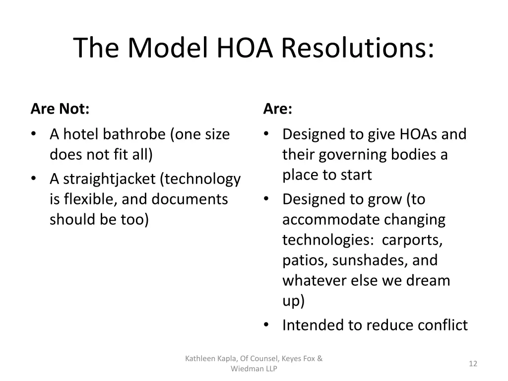 the model hoa resolutions