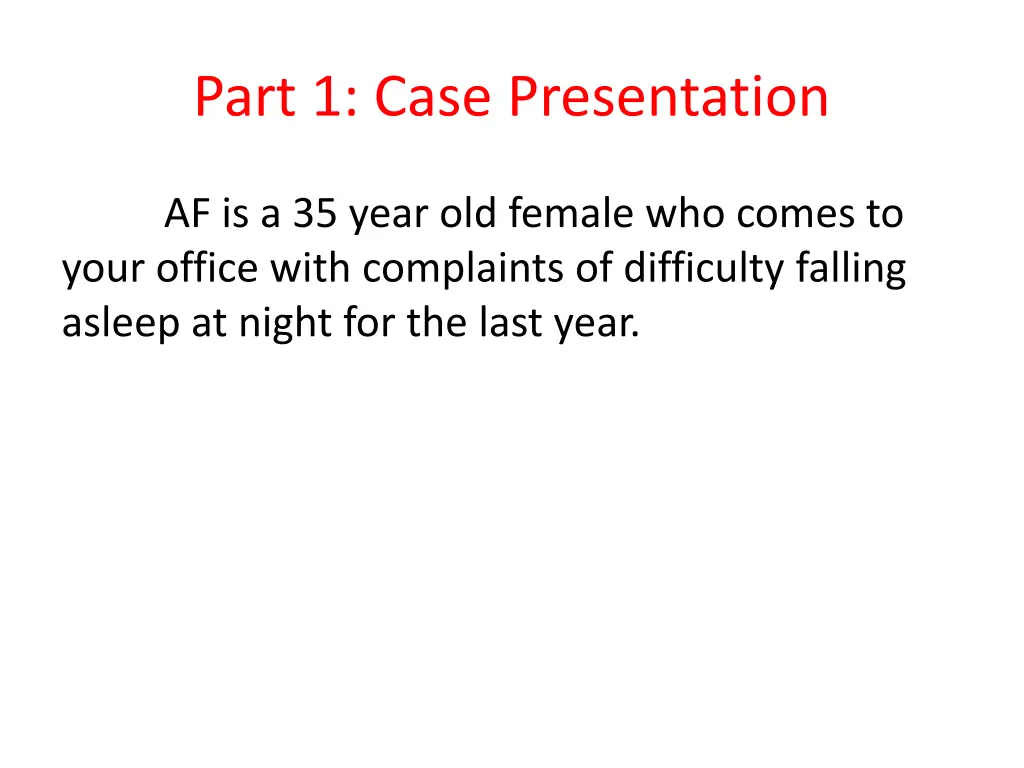 part 1 case presentation