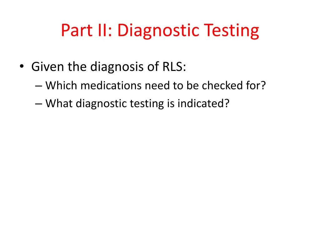 part ii diagnostic testing