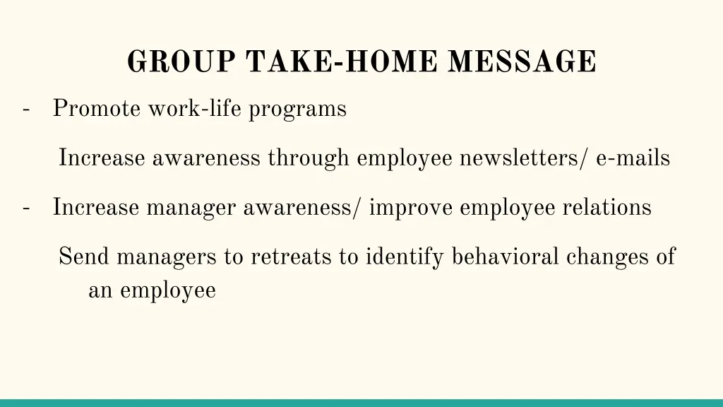 group take home message