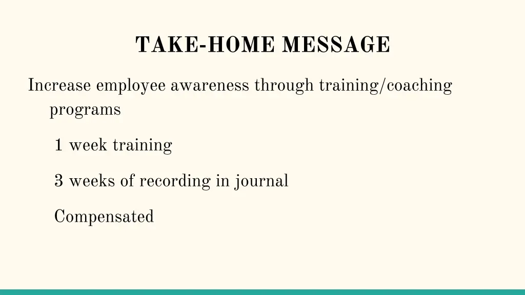 take home message 1