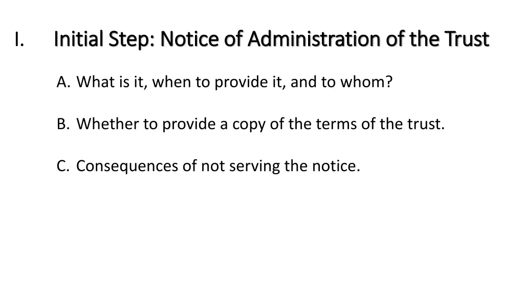 initial step notice of administration