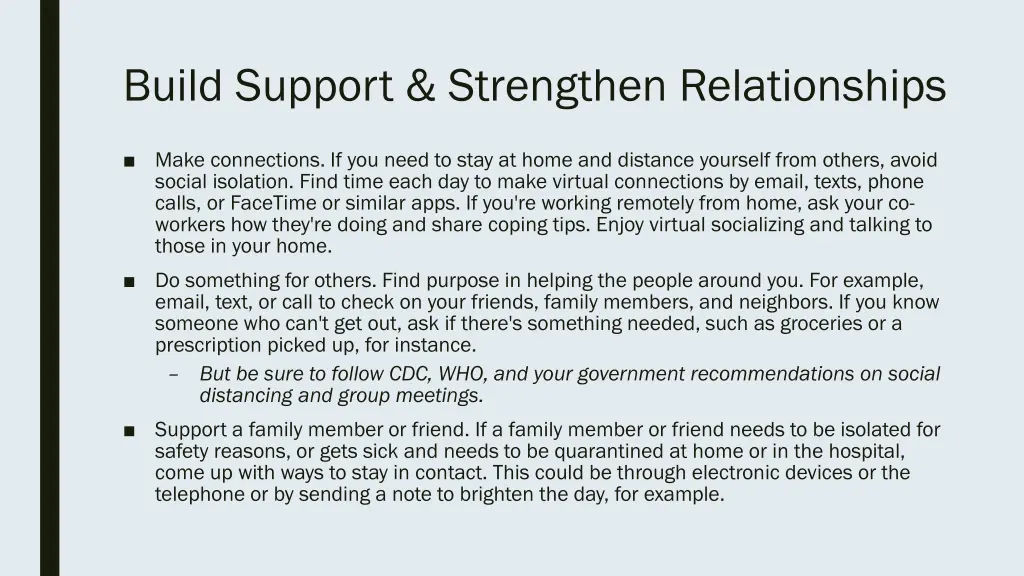 build support strengthen relationships
