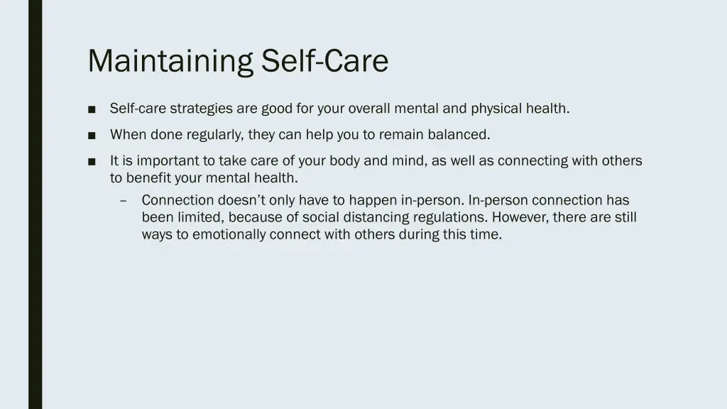 maintaining self care