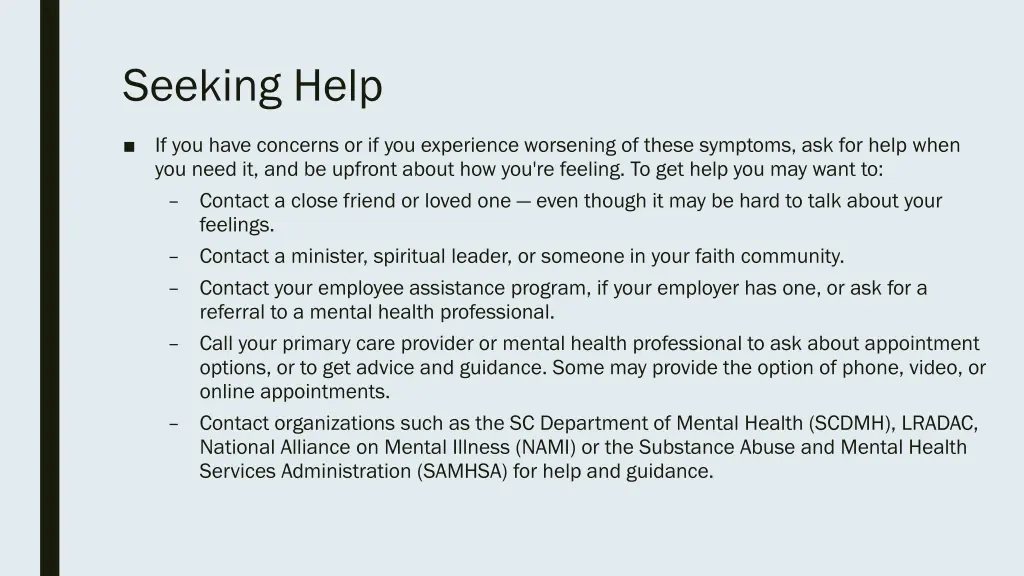 seeking help