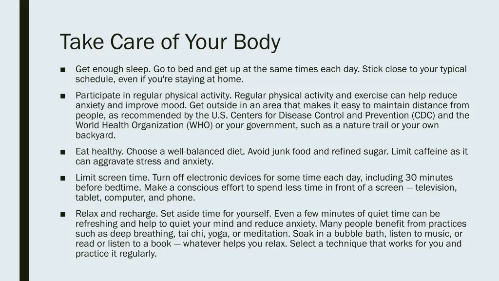 take care of your body