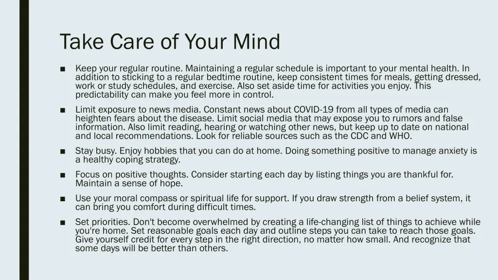 take care of your mind
