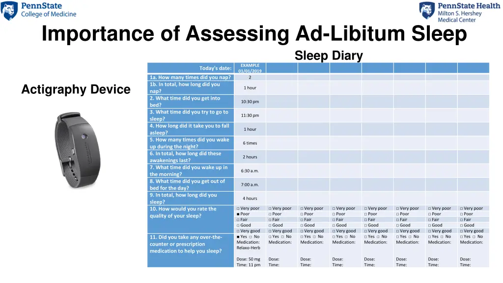 importance of assessing ad libitum sleep