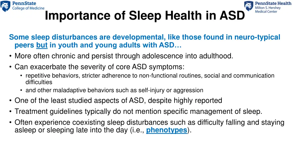 importance of sleep health in asd