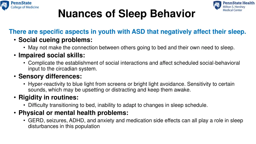 nuances of sleep behavior