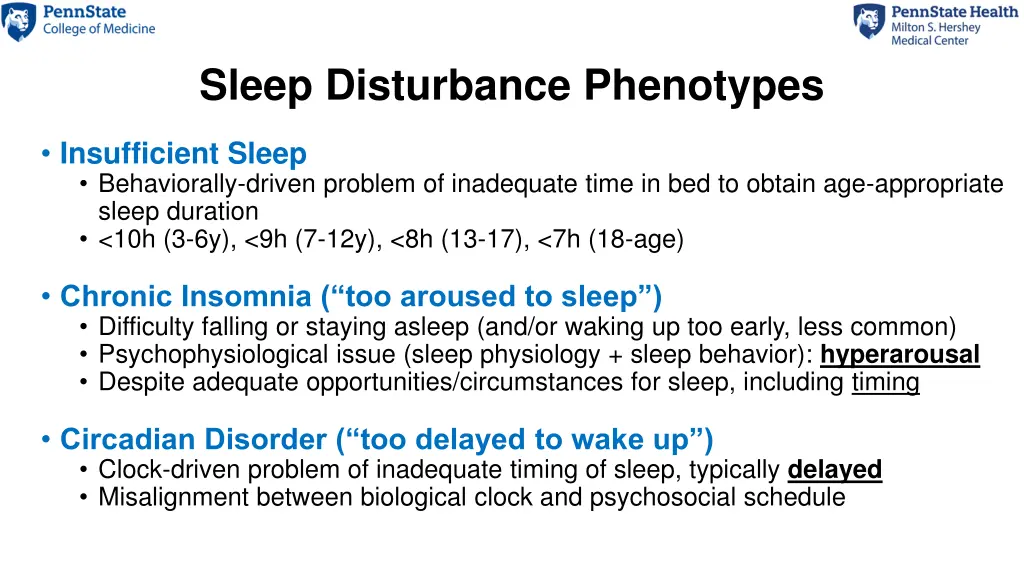 sleep disturbance phenotypes