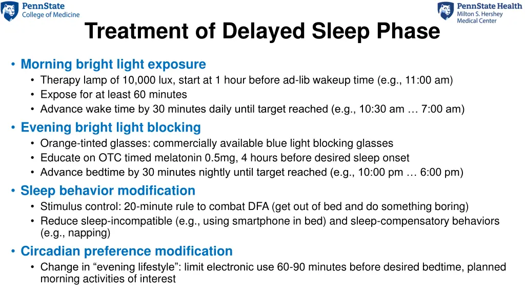 treatment of delayed sleep phase