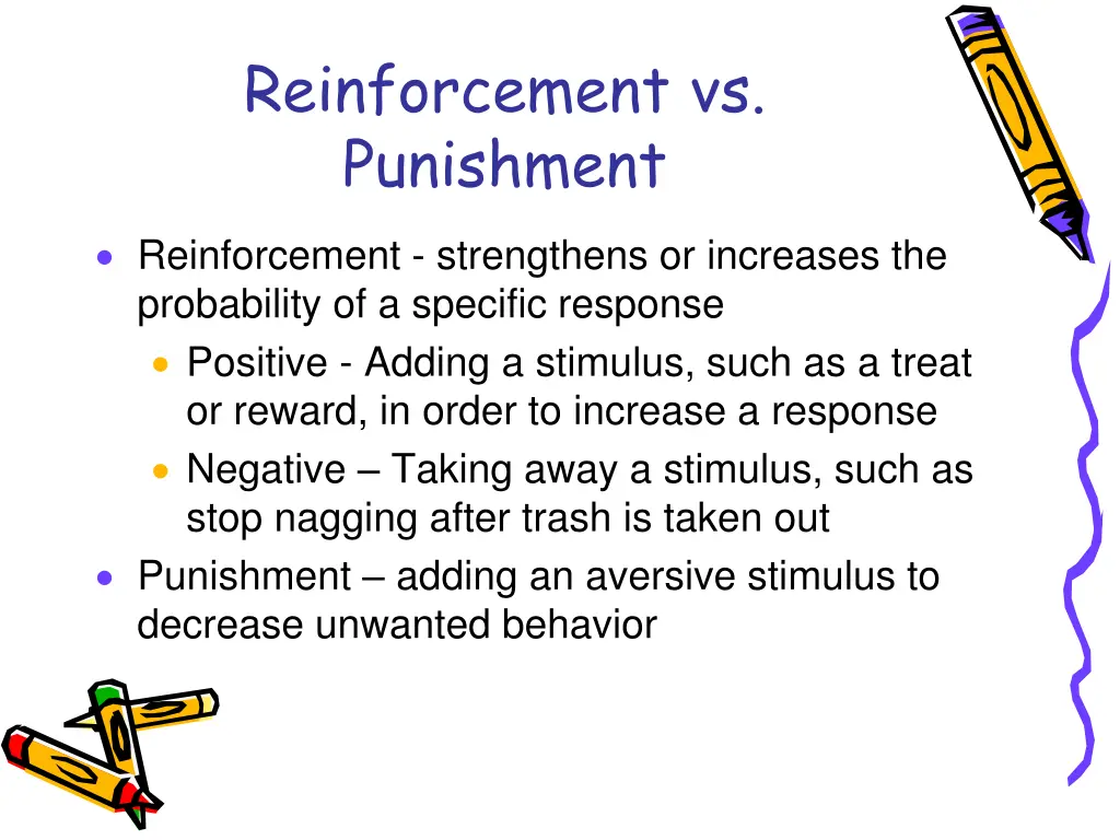 reinforcement vs punishment