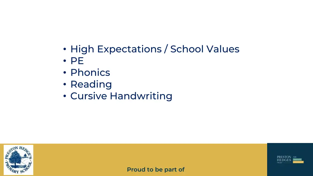 high expectations school values pe phonics