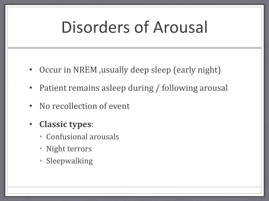 disorders of arousal