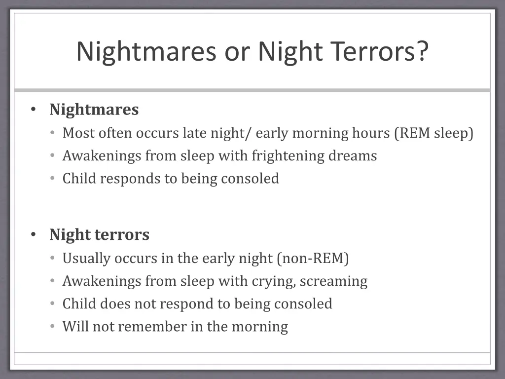 nightmares or night terrors