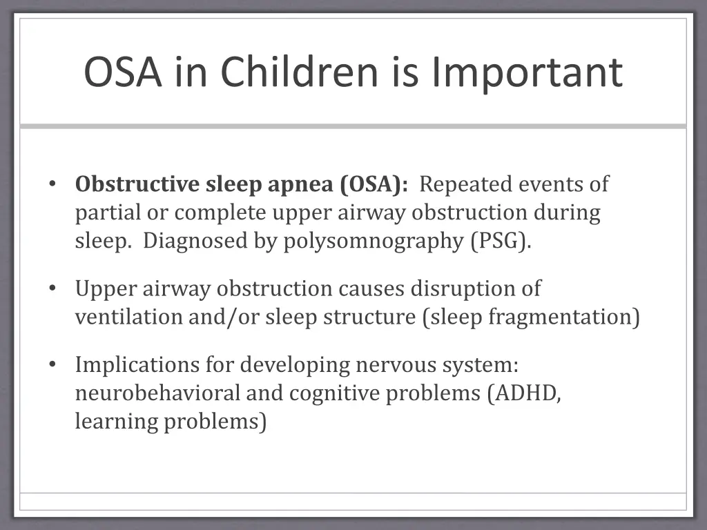 osa in children is important