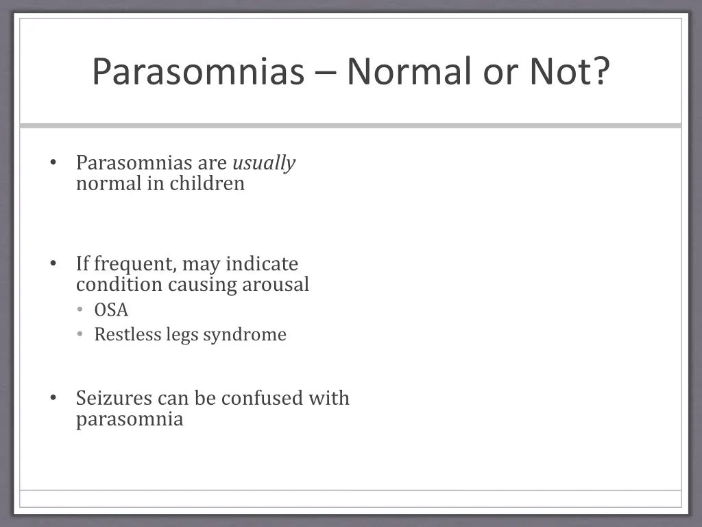 parasomnias normal or not