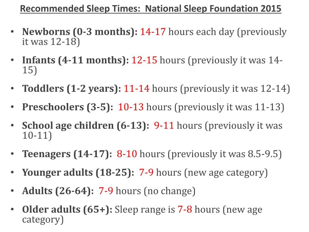 recommended sleep times national sleep foundation