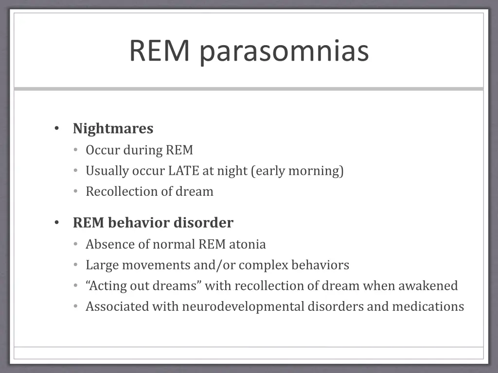 rem parasomnias