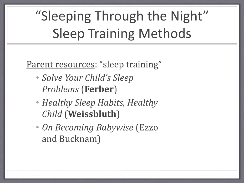 sleeping through the night sleep training methods