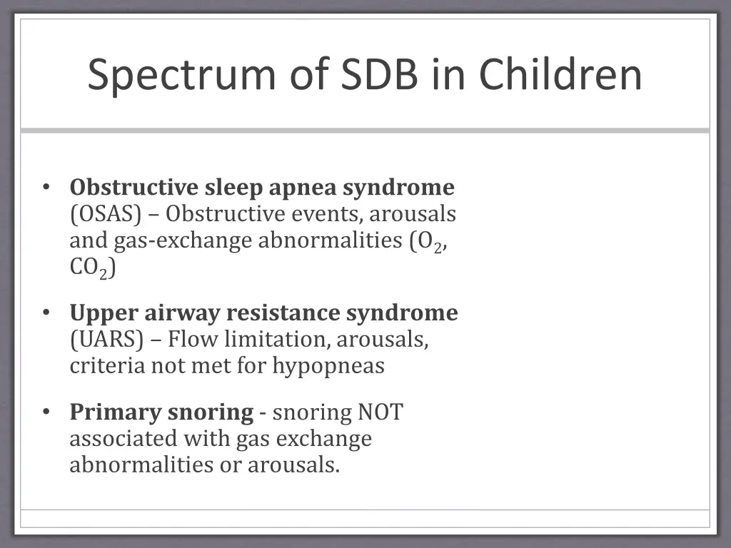 spectrum of sdb in children