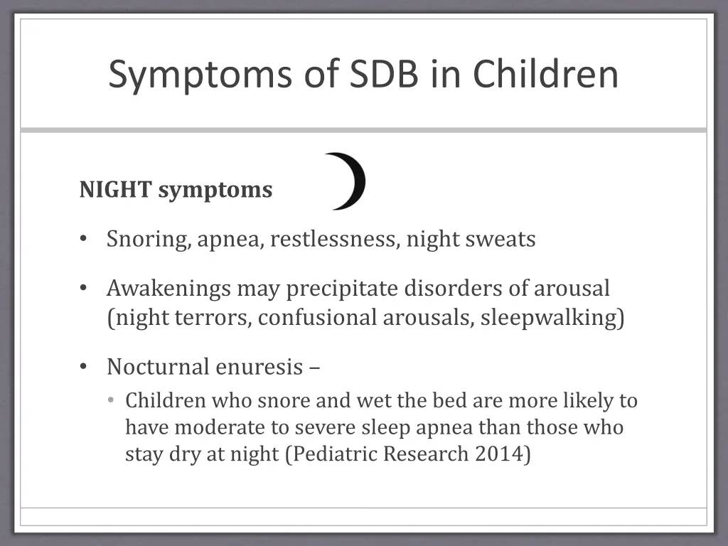 symptoms of sdb in children