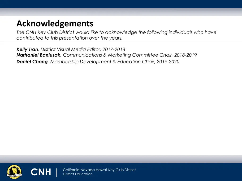 acknowledgements the cnh key club district would