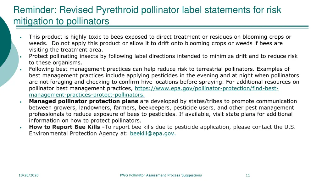 reminder revised pyrethroid pollinator label