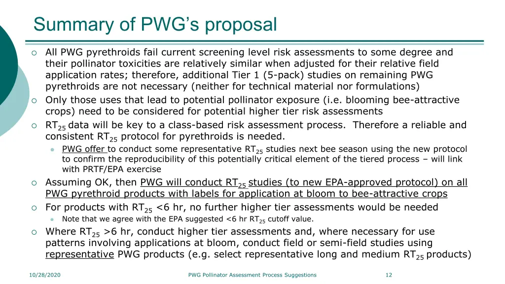 summary of pwg s proposal