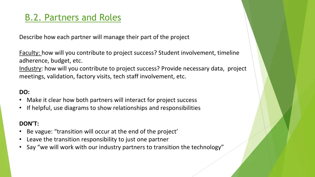 b 2 partners and roles