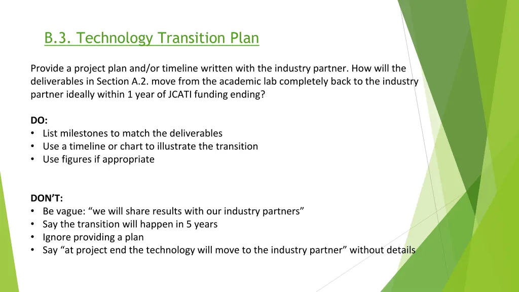 b 3 technology transition plan