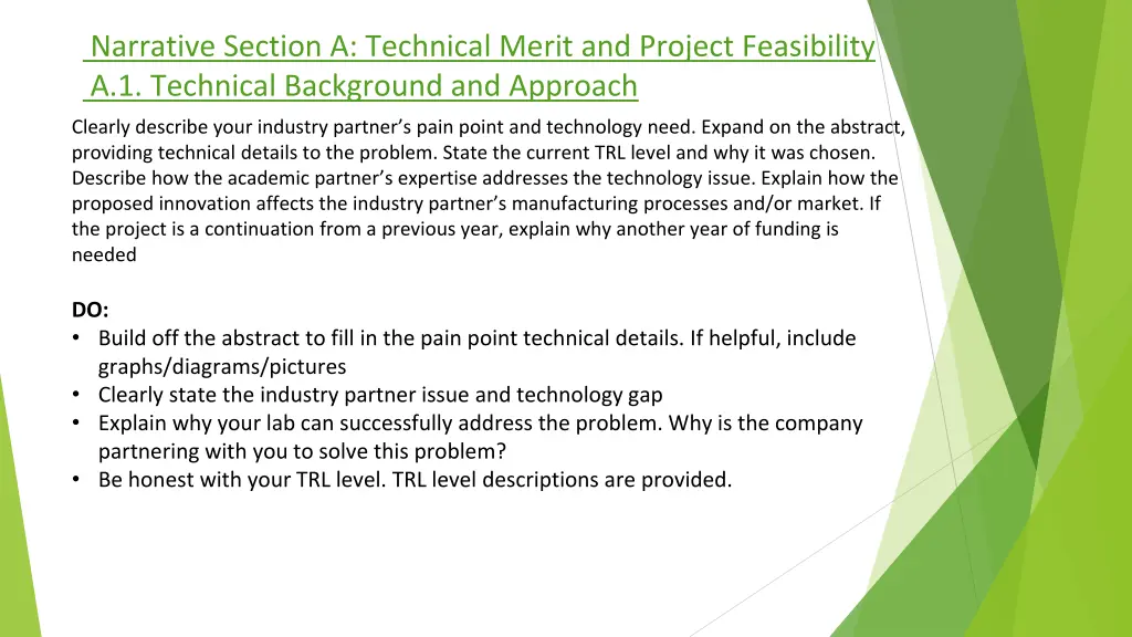 narrative section a technical merit and project