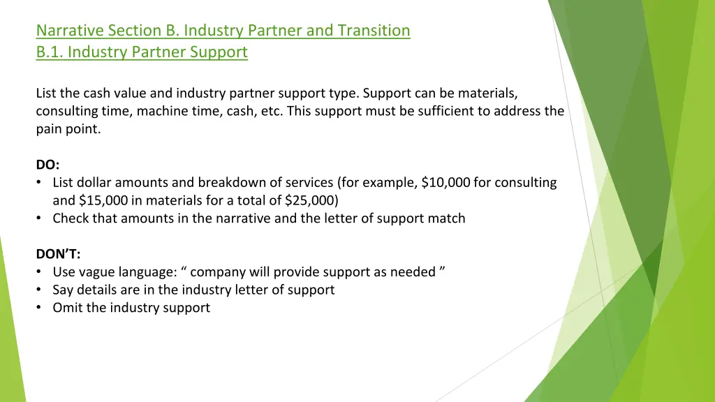 narrative section b industry partner