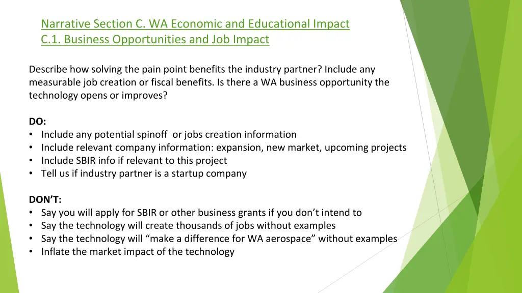 narrative section c wa economic and educational