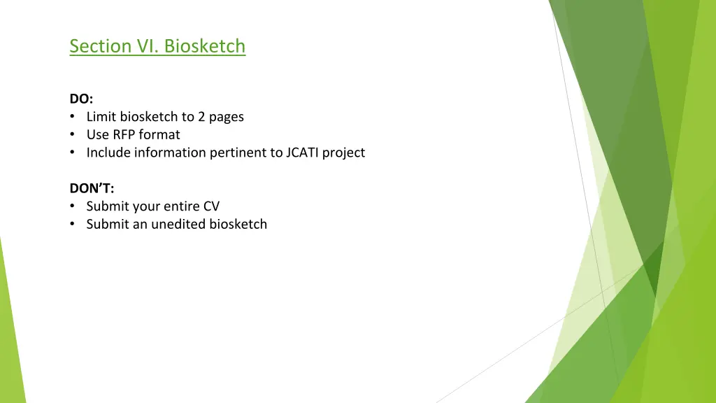 section vi biosketch