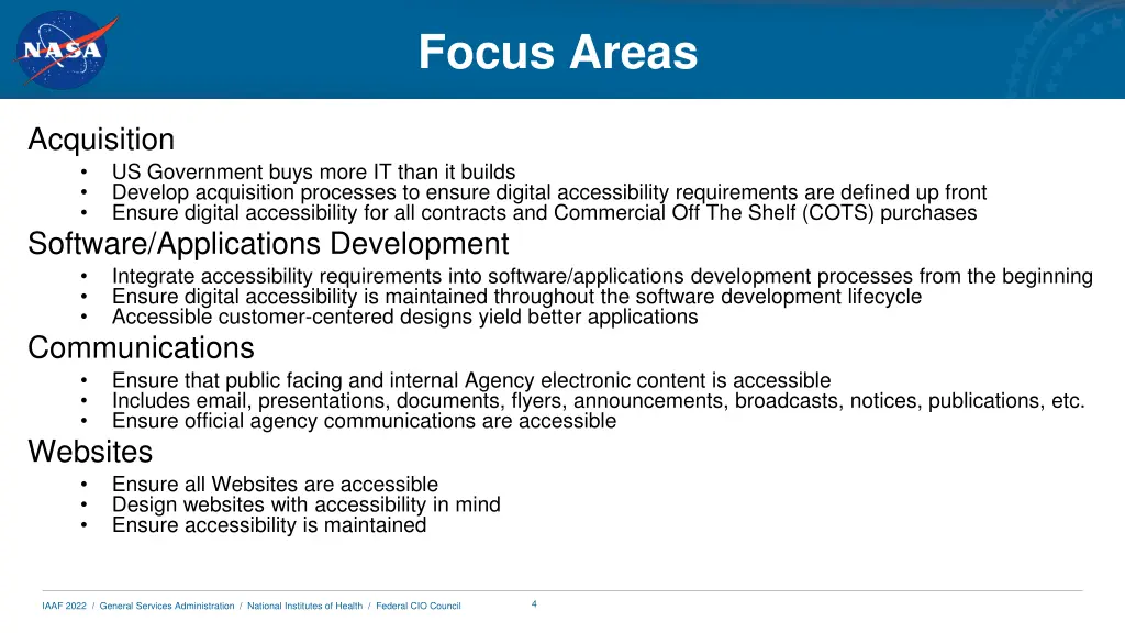 focus areas