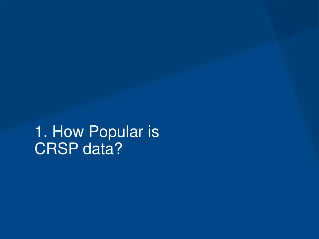 1 how popular is crsp data