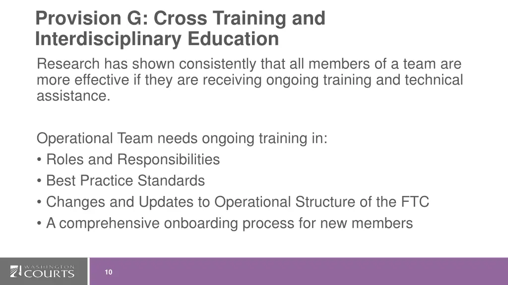 provision g cross training and interdisciplinary